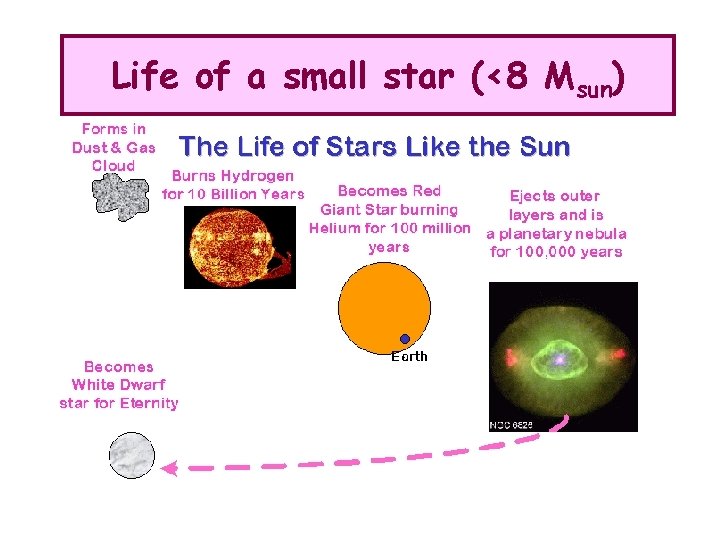 Life of a small star (<8 Msun) 