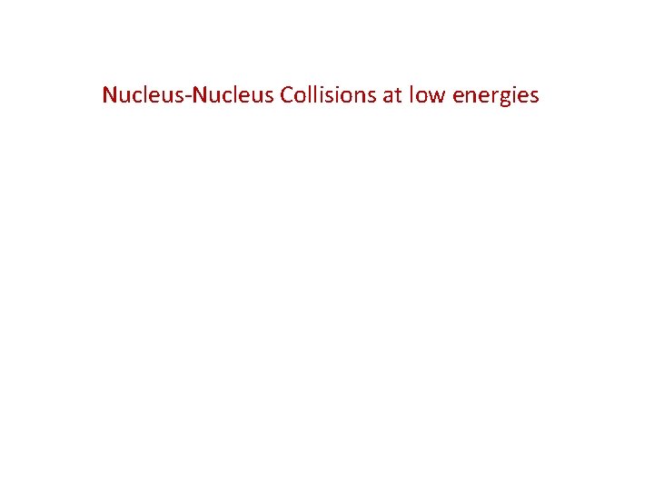 Nucleus-Nucleus Collisions at low energies 