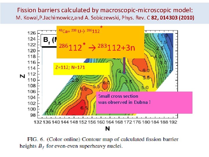 Fission barriers calculated by macroscopic-microscopic model: M. Kowal, P. Jachimowicz, and A. Sobiczewski, Phys.