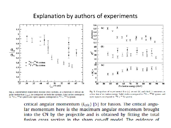 Explanation by authors of experiments 