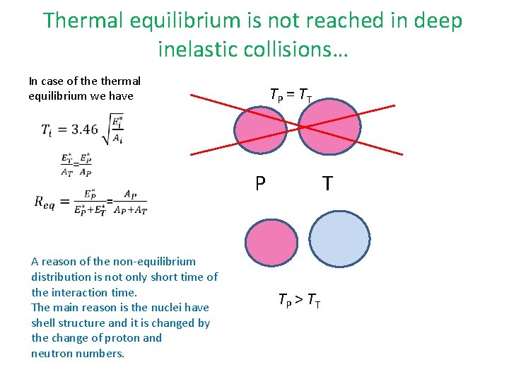 Thermal equilibrium is not reached in deep inelastic collisions… In case of thermal equilibrium