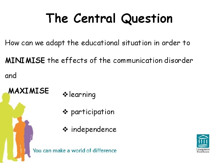 The Central Question How can we adapt the educational situation in order to MINIMISE