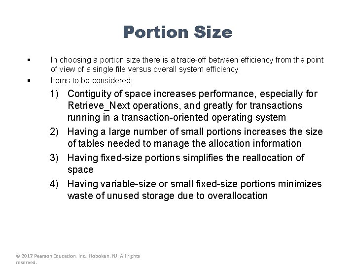 Portion Size § § In choosing a portion size there is a trade-off between