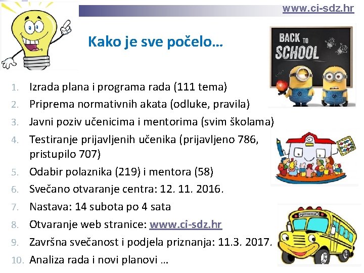www. ci-sdz. hr Kako je sve počelo… 1. Izrada plana i programa rada (111