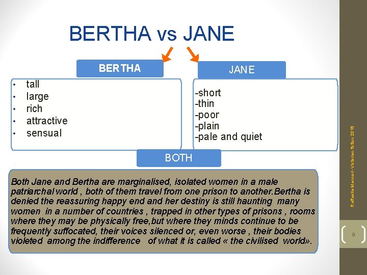 BERTHA vs JANE BERTHA tall large rich attractive sensual -short -thin -poor -plain -pale