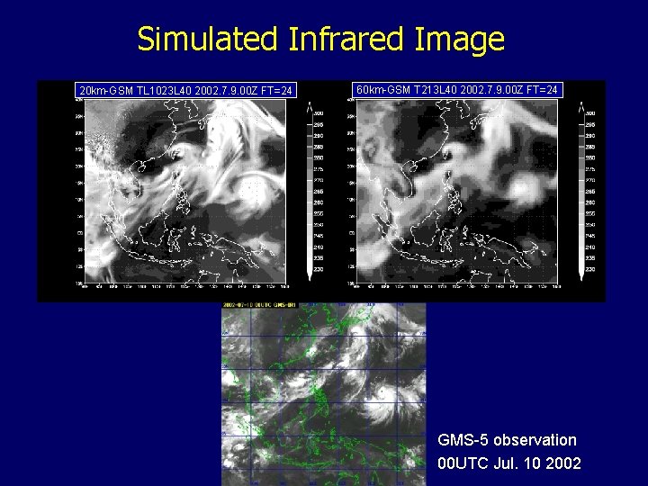 Simulated Infrared Image 20 km-GSM TL 1023 L 40 2002. 7. 9. 00 Z