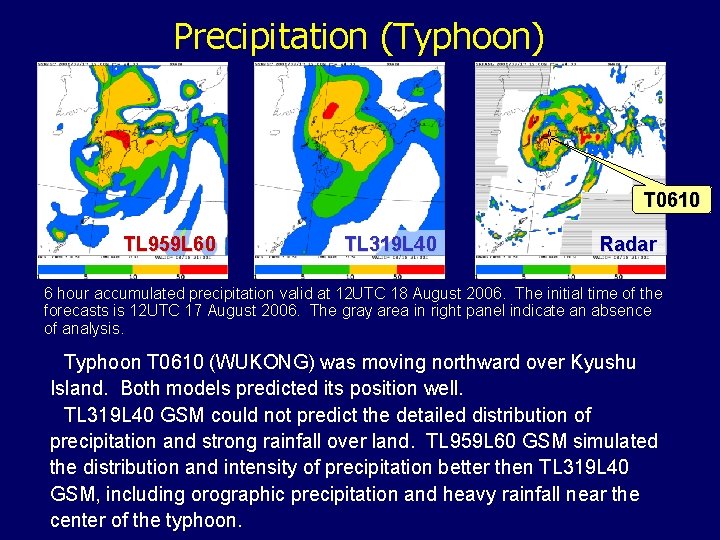 Precipitation (Typhoon) T 0610 TL 959 L 60 TL 319 L 40 Radar 6