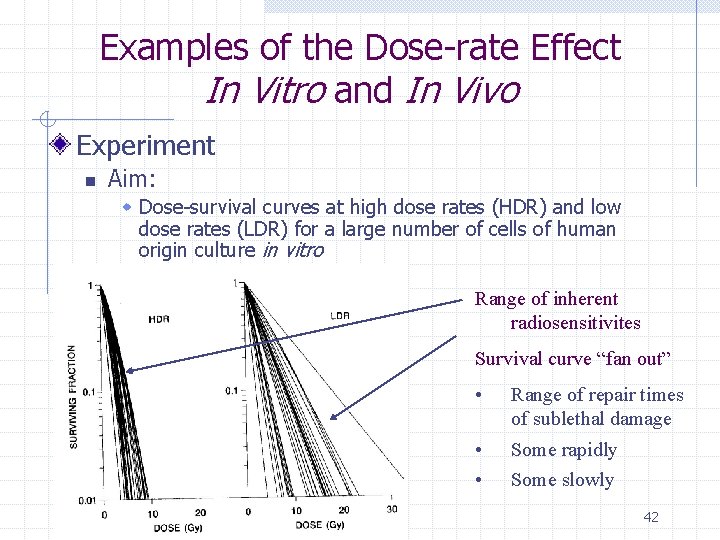 Examples of the Dose-rate Effect In Vitro and In Vivo Experiment n Aim: w