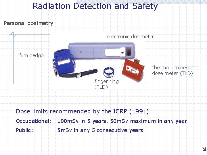 Radiation Detection and Safety Personal dosimetry electronic dosimeter film badge thermo luminescent dose meter