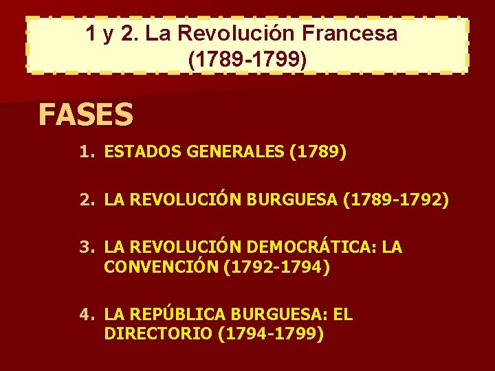 1 y 2. La Revolución Francesa (1789 -1799) FASES 1. ESTADOS GENERALES (1789) 2.