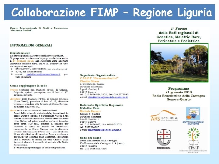 Collaborazione FIMP – Regione Liguria 