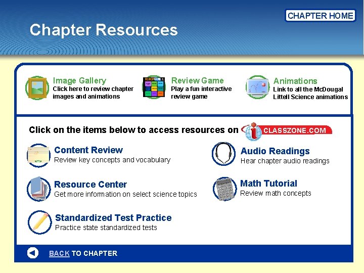 CHAPTER HOME Chapter Resources Image Gallery Review Game Click here to review chapter images