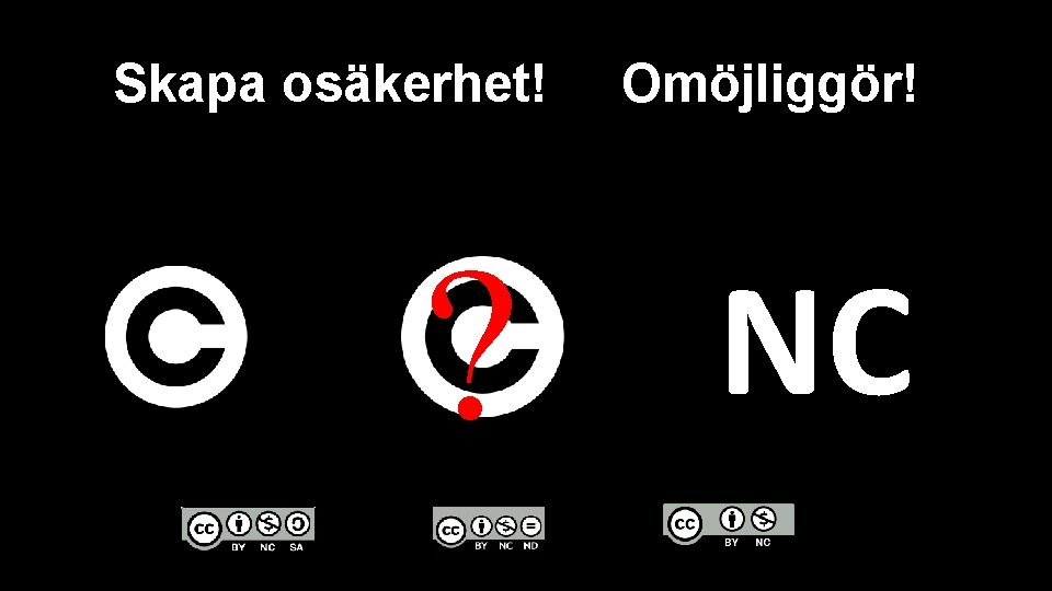 Skapa osäkerhet! ? Omöjliggör! NC 