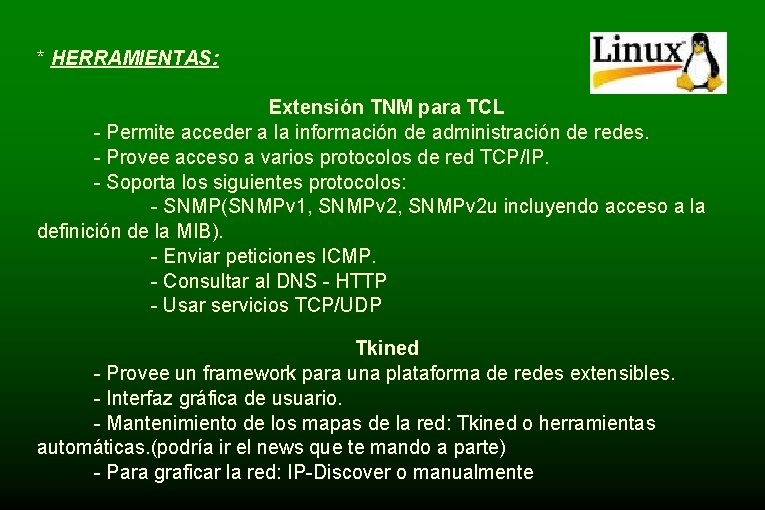 * HERRAMIENTAS: Extensión TNM para TCL - Permite acceder a la información de administración