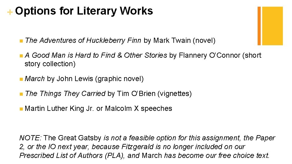 + Options for Literary Works n The Adventures of Huckleberry Finn by Mark Twain