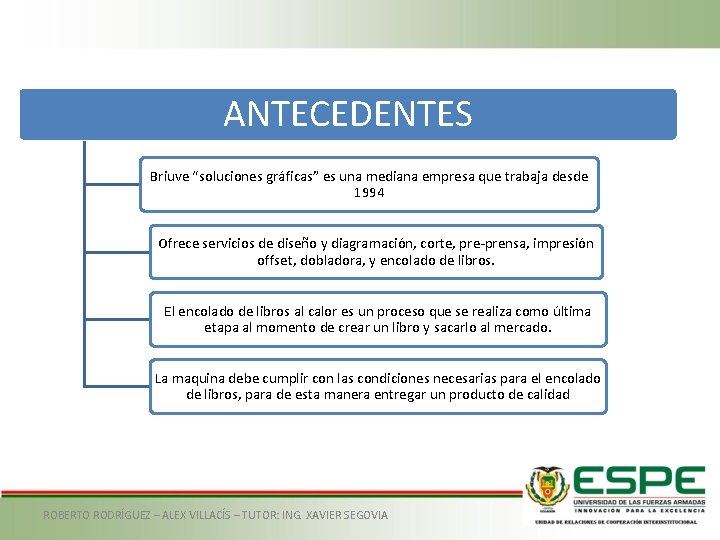 ANTECEDENTES Briuve “soluciones gráficas” es una mediana empresa que trabaja desde 1994 Ofrece servicios