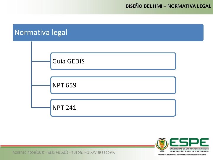 DISEÑO DEL HMI – NORMATIVA LEGAL Normativa legal Guía GEDIS NPT 659 NPT 241