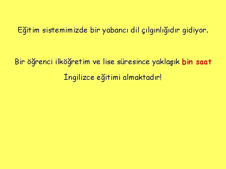 Eğitim sistemimizde bir yabancı dil çılgınlığıdır gidiyor. Bir öğrenci ilköğretim ve lise süresince yaklaşık