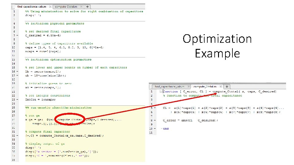 Optimization Example Optimization Example