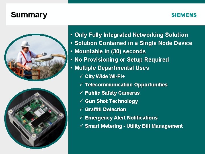 Summary Agenda • • • Only Fully Integrated Networking Solution Contained in a Single Summary Agenda • • • Only Fully Integrated Networking Solution Contained in a Single