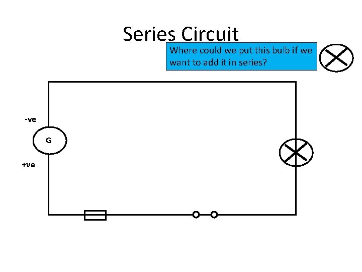 Series Circuit Where could we put this bulb if we want to add it