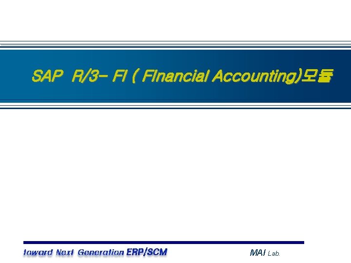 SAP R/3 - FI ( FInancial Accounting)모듈 MAI Lab. 