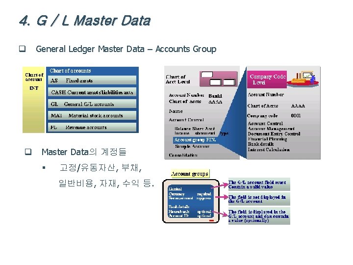 4. G / L Master Data q q General Ledger Master Data – Accounts