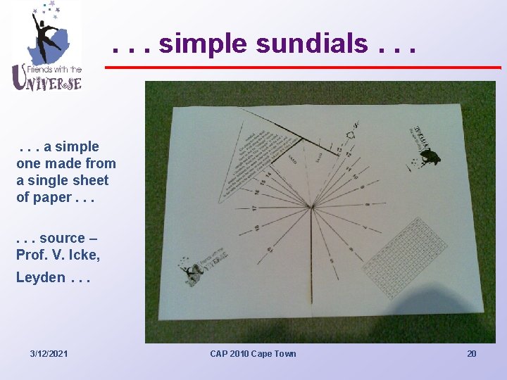 . . . simple sundials. . . a simple one made from a single