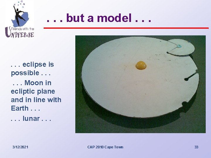 . . . but a model. . . eclipse is possible. . . Moon