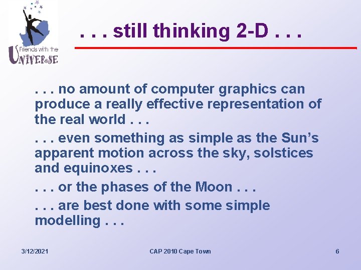 . . . still thinking 2 -D. . . no amount of computer graphics