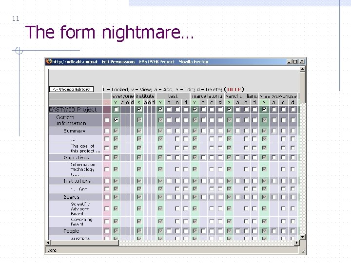 11 The form nightmare… 