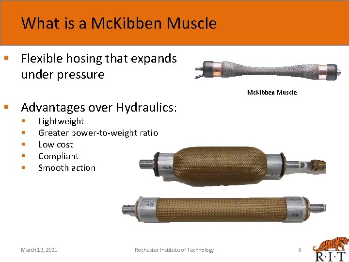 What is a Mc. Kibben Muscle § Flexible hosing that expands under pressure Mc.