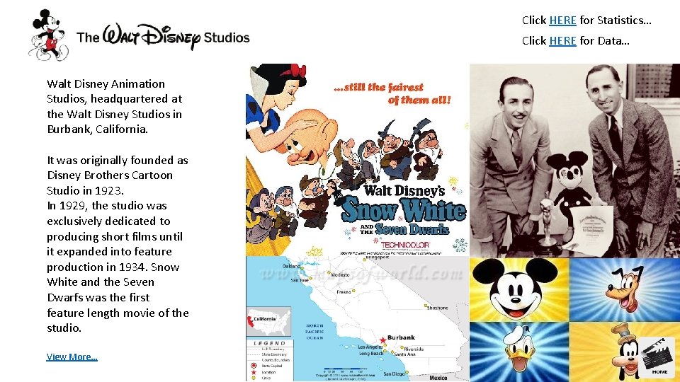 Click HERE for Statistics… Click HERE for Data… Walt Disney Animation Studios, headquartered at