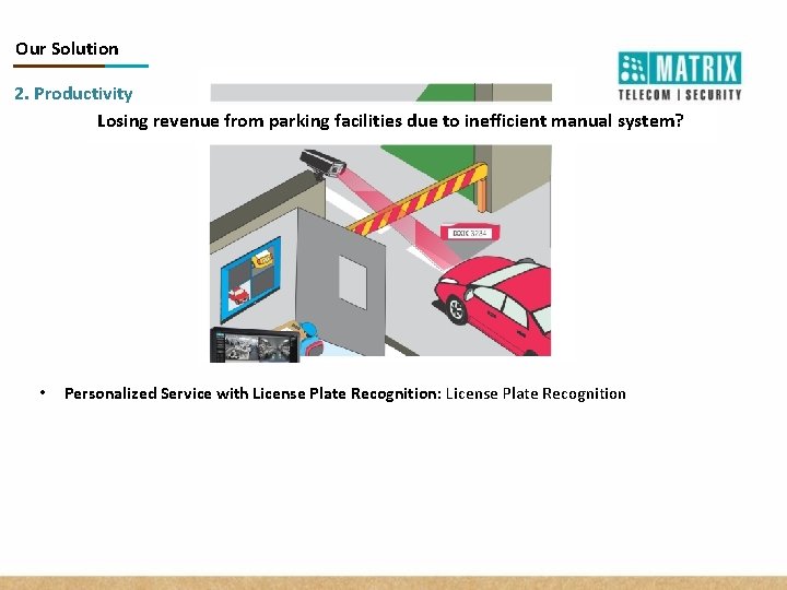 Our Solution 2. Productivity Losing revenue from parking facilities due to inefficient manual system? Our Solution 2. Productivity Losing revenue from parking facilities due to inefficient manual system?