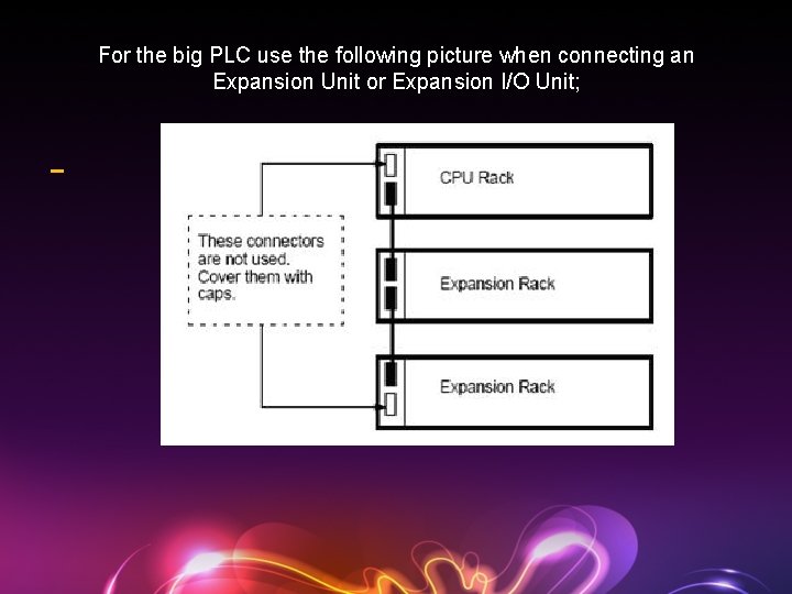 For the big PLC use the following picture when connecting an Expansion Unit or