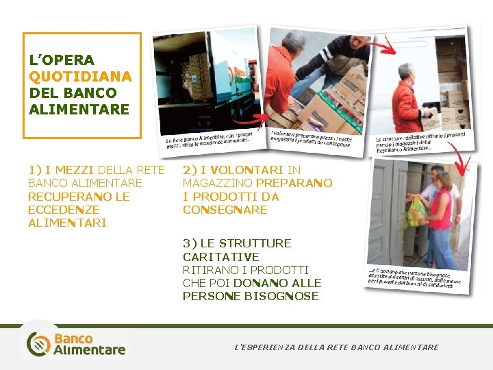 L’OPERA QUOTIDIANA DEL BANCO ALIMENTARE 1) I MEZZI DELLA RETE D BANCO ALIMENTARE D