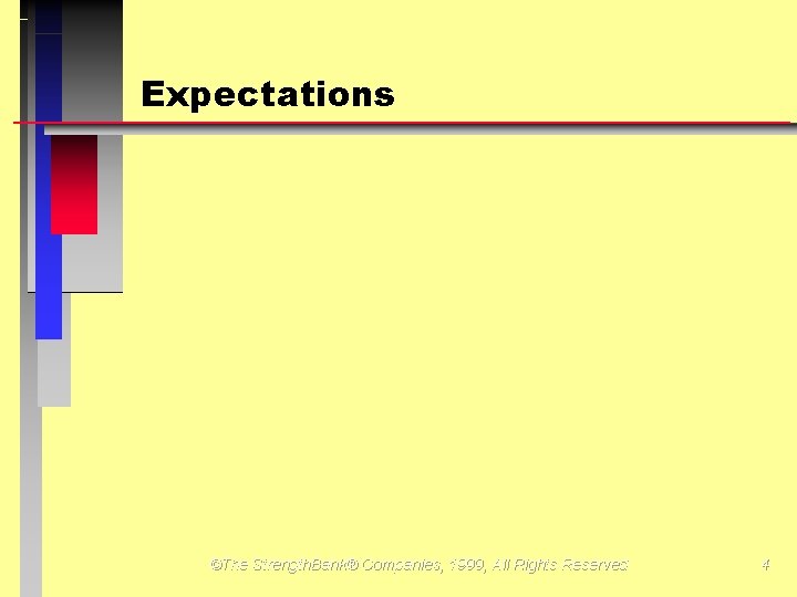 Expectations ©The Strength. Bank® Companies, 1999, All Rights Reserved 4 