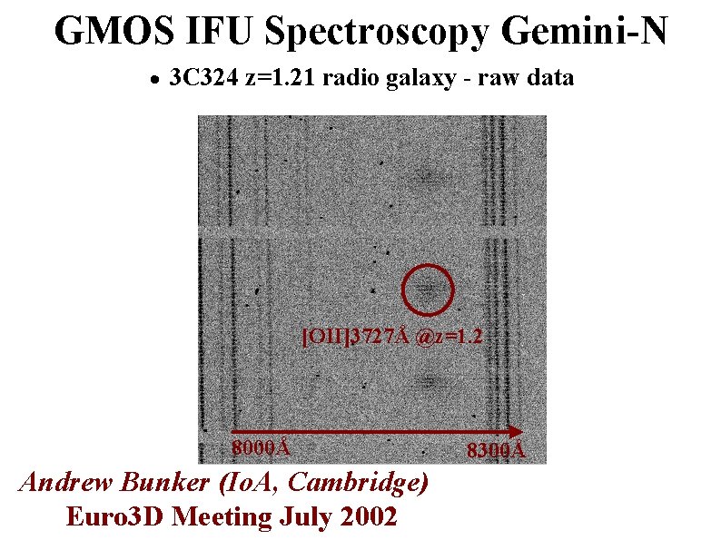 GMOS IFU Spectroscopy Gemini-N · 3 C 324 z=1. 21 radio galaxy - raw