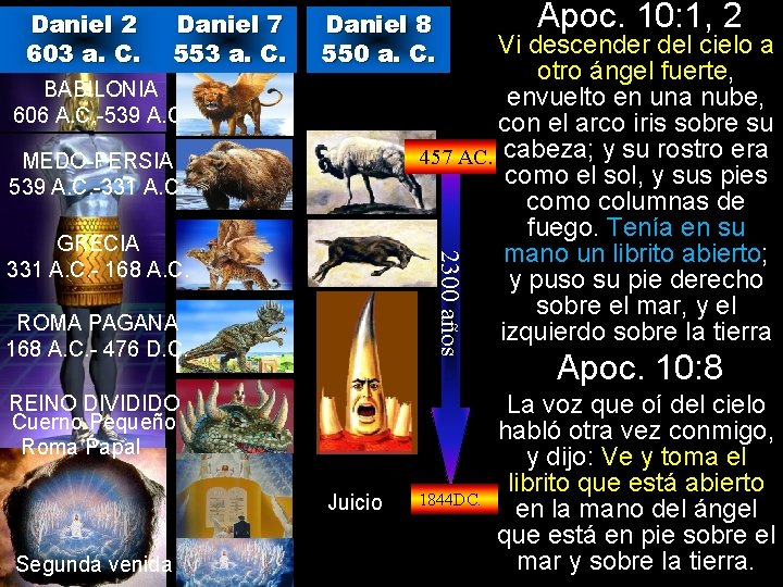 Daniel 2 603 a. C. Daniel 7 553 a. C. Daniel 8 550 a.