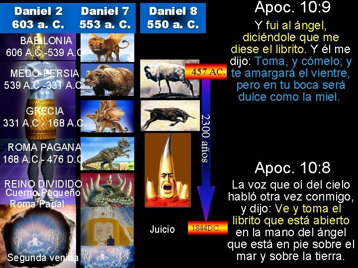 Daniel 2 603 a. C. Daniel 7 553 a. C. Daniel 8 550 a.
