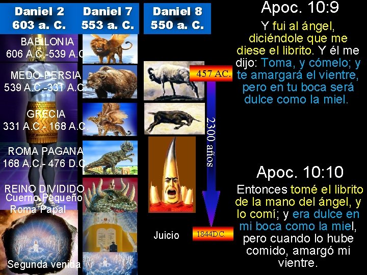 Daniel 2 603 a. C. Daniel 7 553 a. C. Daniel 8 550 a.