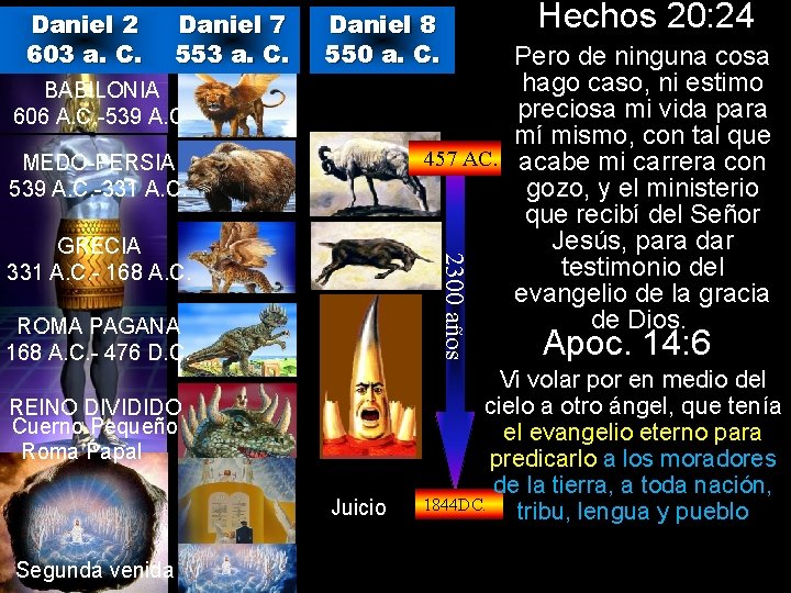 Daniel 2 603 a. C. Daniel 7 553 a. C. Daniel 8 550 a.