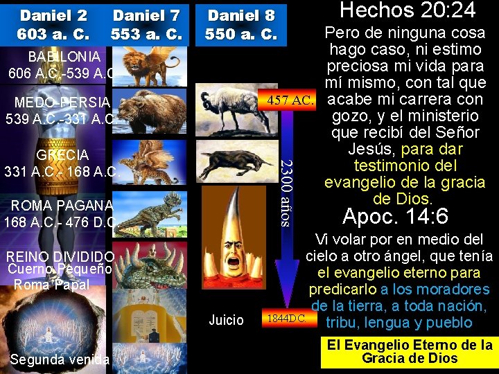 Daniel 2 603 a. C. Daniel 7 553 a. C. Daniel 8 550 a.