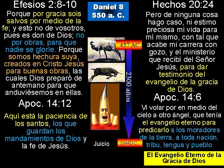 Efesios 2: 8 -10 Apoc. 14: 12 Aquí está la paciencia de los santos,