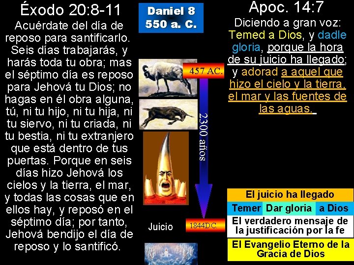 Éxodo 20: 8 -11 Daniel 8 550 a. C. Diciendo a gran voz: Temed