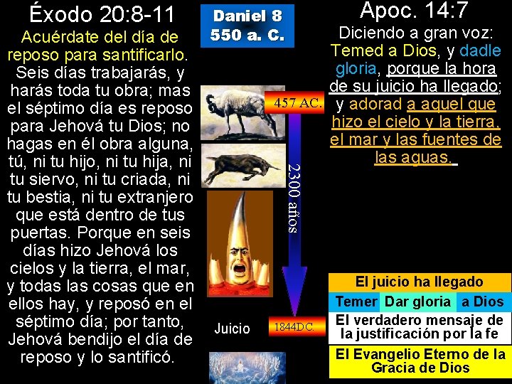 Éxodo 20: 8 -11 Daniel 8 550 a. C. Diciendo a gran voz: Temed