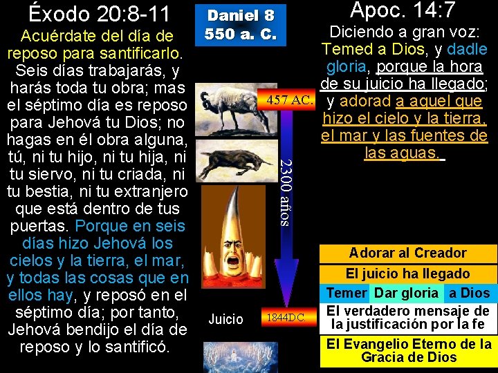 Éxodo 20: 8 -11 Daniel 8 550 a. C. Diciendo a gran voz: Temed