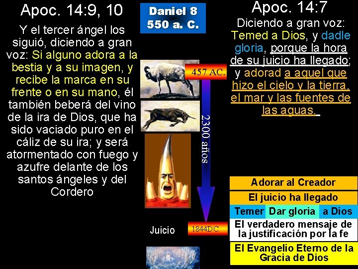 Apoc. 14: 9, 10 Apoc. 14: 7 Diciendo a gran voz: Temed a Dios,