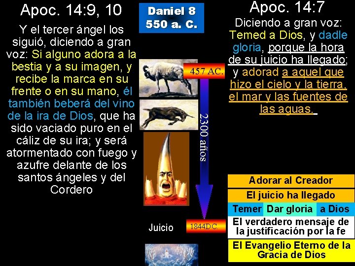 Apoc. 14: 9, 10 Apoc. 14: 7 Diciendo a gran voz: Temed a Dios,