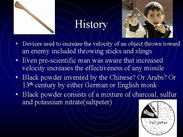 History • Devices used to increase the velocity of an object thrown toward an